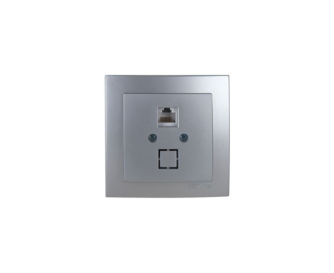 როზეტი ტელეფონის RJ11 touran silver - 24131040 — როზეტები და ჩამრთველები